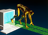Computer artwork of the internet as a sprinter