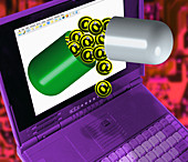 Conceptual image of e-mail or internet addiction