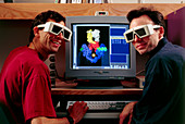 Researchers in 3-D glasses for molecular modelling
