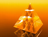 Abstract computer artwork of a pyramid of arrows