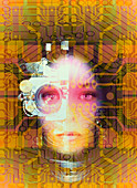 Artificial intelligence: face and circuit board