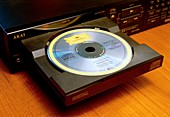 Loading a compact disc into compact disc player