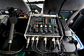 Broadcast equipment in radio car