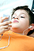 Boy listening to music