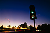 Traffic lights showing green