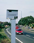 Speed camera by side of dual carriageway