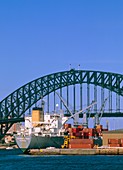 View of Sydney harbour showing steel bridge