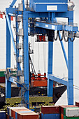 Container crane handling cargo