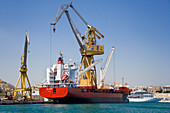Cargo ship at a port