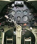 Cockpit controls of a Spitfire fighter