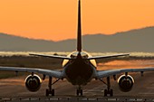 Aeroplane taxiing on a runway