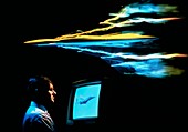 Composite image of aircraft flight simulations