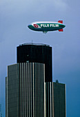 Fuji Film airship floating over Natwest Bank,Londo