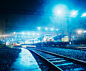 Railway-yard at night