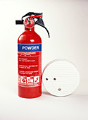 Fire extinguisher and smoke alarm