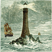 Historical art of Bell Rock Lighthouse,Scotland