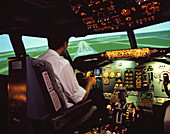 Interior of Boeing 737 simulator cockpit