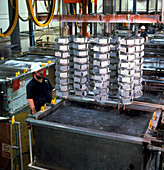 Worker with electroplating equipment
