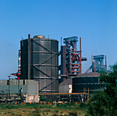 Blast furnaces & water storage tower,steel works