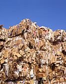Bales of carboard and paper for recycling