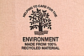 Recycled symbol on cardboard