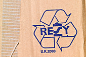 Recycling symbol on cardboard