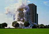 Controlled demolition of tower block