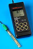 pH meter and temperature sensor