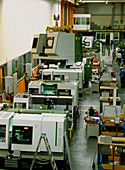 Production hall for making machining components