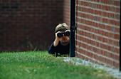 Man using a pair of binoculars