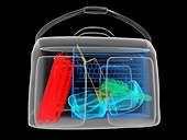 Bomb inside briefcase,simulated x-ray