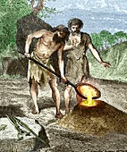 Early humans smelting bronze