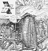 Water-powered mine ventilation in the 16th century