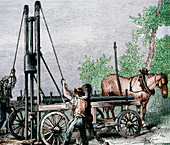 19th century oil well boring rig