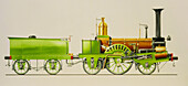 Illustration of a 19th century steam locomotive