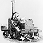 Engraving of a steam-driven traction engine