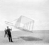 Wright brothers testing a glider in 1901