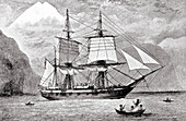 HMS Beagle,the ship that Charles Darwin sailed on