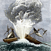 Detonation of the first torpedo,1805