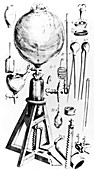 Drawing of Boyle's first air pump,1654