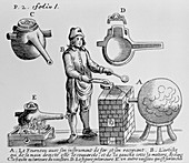Artwork of 17th century distillation apparatus