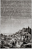 Historical artwork of Leonid meteor shower of 1833