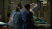 Technicians in theatre control room