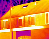 Houses in sunlight, thermography