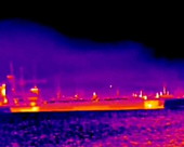Container ship, thermography