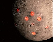 Meteorites bombarding the Moon