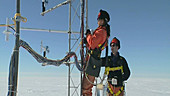 Scientist calibrating instruments, Antarc
