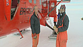 Pilots at ice core drill tent, Antarctica