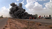 Burning cars after a crash