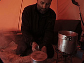 Cooking in a tent, BAS